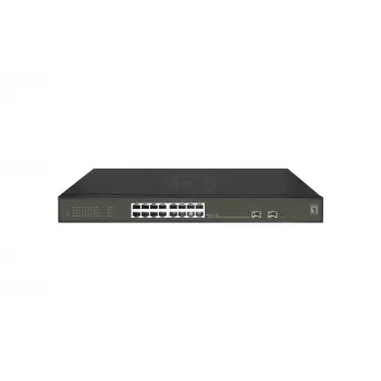 LevelOne Hilbert 18-porttinen Gigabit PoE Smart Lite -kytkin, 16 PoE-lähtöä, 2 x Gigabit SFP, 802.3at/af PoE, 230 W PoE-budjetti