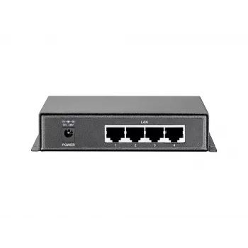LevelOne 5-porttinen Gigabit PoE -kytkin, 61,6 W, 802.3af PoE, 4 PoE-lähtöä, virtalähde mukana