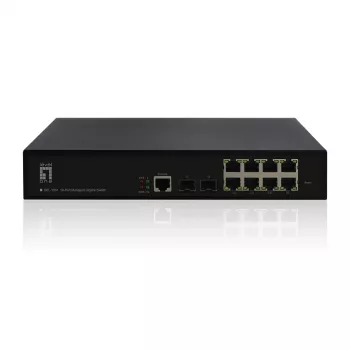 LevelOne KILBY 10-porttinen L2-hallittava Gigabit-kytkin, 2 x SFP, hallittava, L2, Gigabit Ethernet (10/100/1000), räkkiasennus