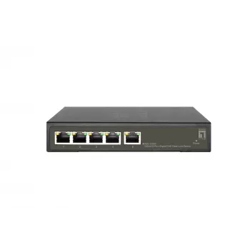 LevelOne Hilbert 5-porttinen Gigabit PoE Smart Lite -kytkin, 802.3at/af PoE, 4 PoE-lähtöä, 60W PoE-tehobudjetti