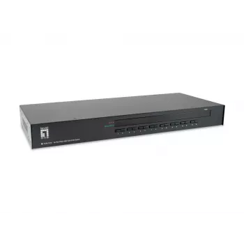 LevelOne 16-Port PS/2-USB VGA KVM -kytkin, 2048 x 1536 pikseliä, räkkiasennus, 1U, musta