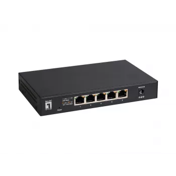 5-Port Unmanaged 2.5G Ethernet -kytkin LEVELONE GEU-0525 — 5× 2.5G RJ-45, hallitsematon, 25 Gbit/s kytkentä, seinäasennettava
