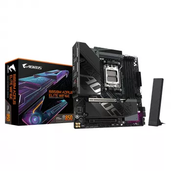 GIGABYTE B850M AORUS ELITE WIFI6E -emolevy - AMD Ryzen 9000 -sarjan suorittimet, 12+2+2 vaihe digitaalinen VRM, jopa 8200MHz DDR5 (OC), 1xPCIe 5.0 + 1xPCIe 4.0 M.2, WIFI 6E, 2.5GbE LAN, USB 3.2 Gen 2