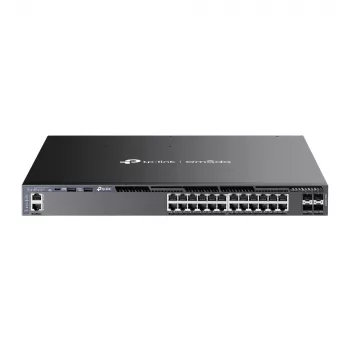 TP-Link Omada 24-porttinen Gigabit-pinottuva L3-hallittava PoE+-kytkin ja 4 10G-paikkaa