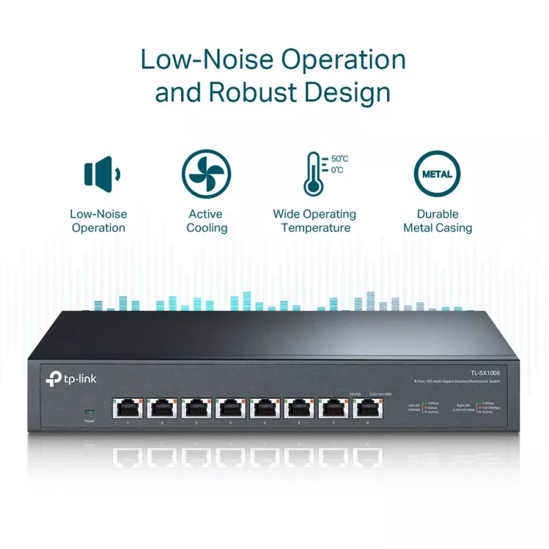 Hallitsematon kytkin TP-Link TL-SX1008 8-porttinen 10G pöytä/rack-asennus