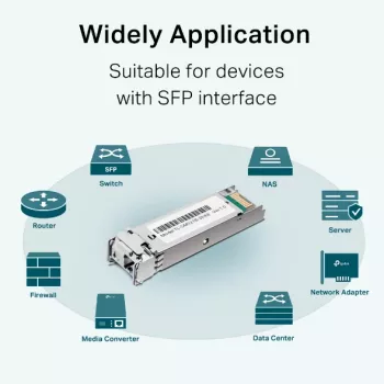 TP-Link Gigabit yksimuotokuitu WDM kaksisuuntainen SFP-moduuli, kuitu, 1250 Mbit/s, SFP, LC, 9/125 µm, BX