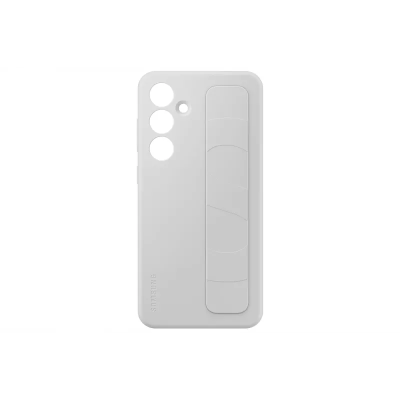 Suojakotelo Samsung Galaxy S24 FE Monochromatic harmaa pöytätelineellä