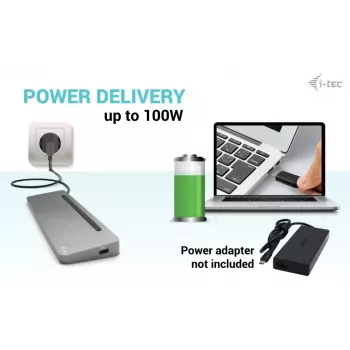 i-tec USB-C metalli ergonominen 3x 4K näyttö telakointiasema + Power Delivery 100 W