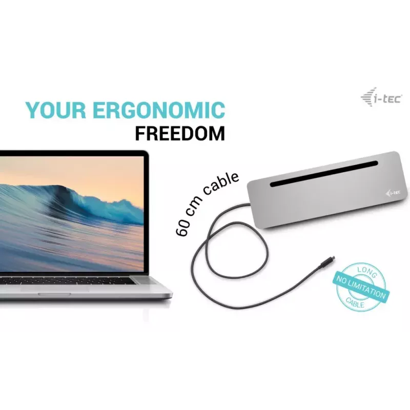 i-tec USB-C metalli ergonominen 3x 4K näyttö telakointiasema + Power Delivery 100 W