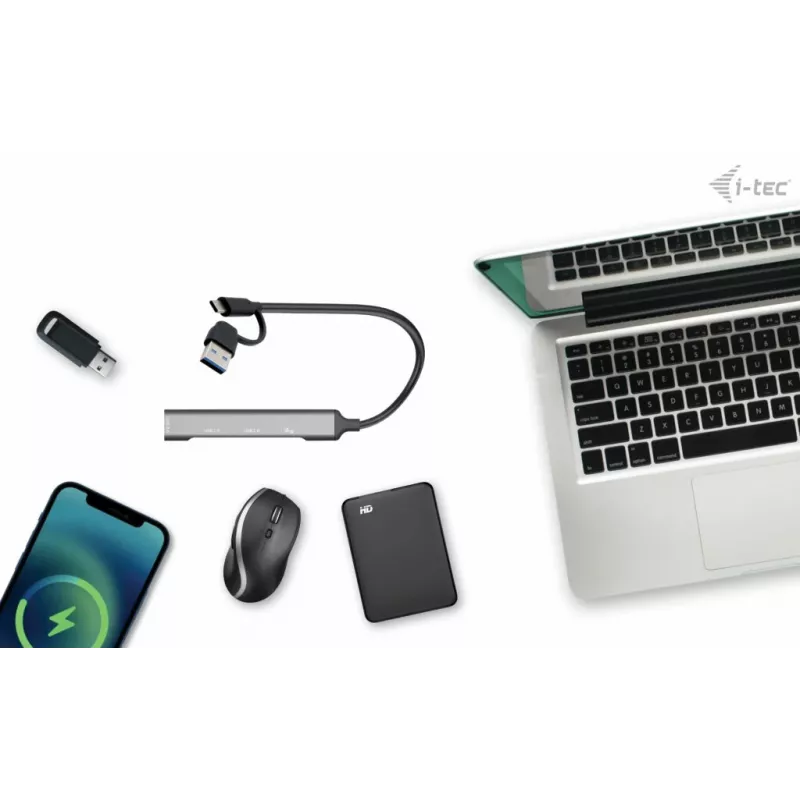 i-tec USB-C/USB-A metallikeskitin 1x USB 3.0 + 3x USB 2.0