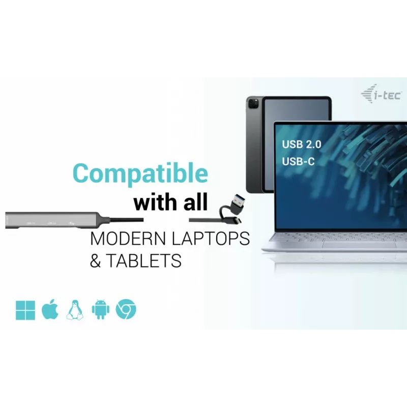 i-tec USB-C/USB-A metallikeskitin 1x USB 3.0 + 3x USB 2.0