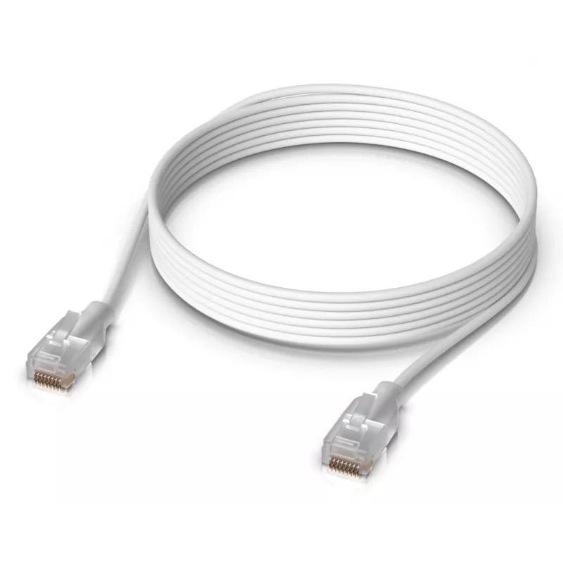 Verkko-patchkaapeli UBIQUITI UACC-Cable-Patch-EL-3M-W – Cat6, 3 m, 2,5 GbE, PoE++ (4PPoE), valkoinen