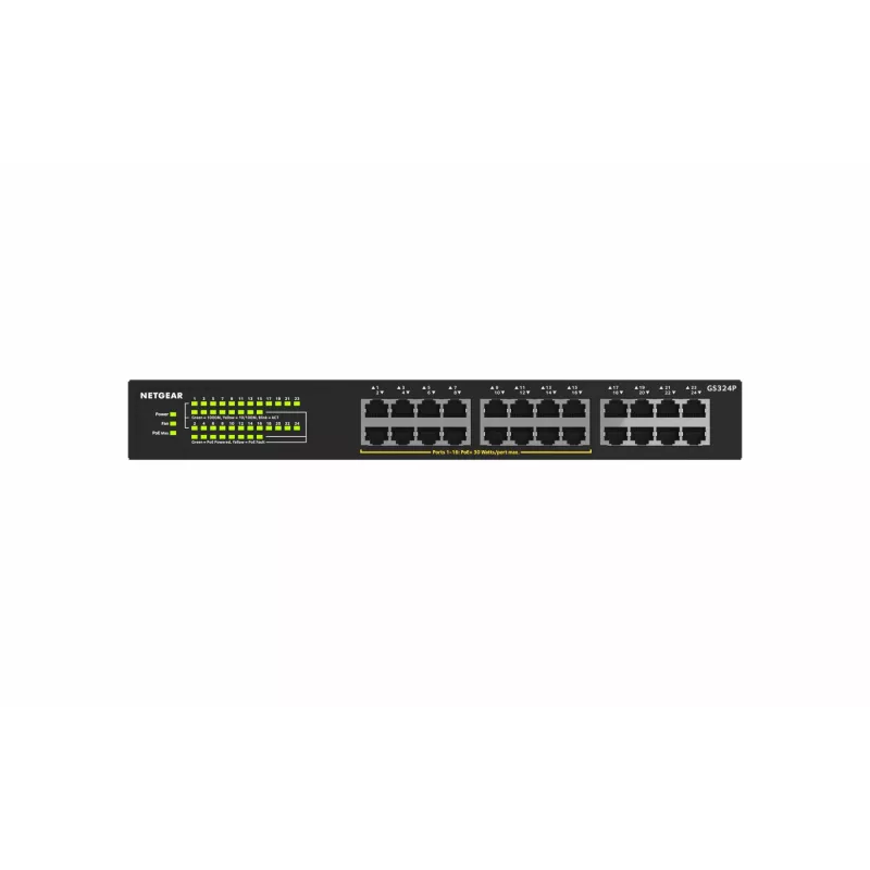 NETGEAR GS324P hallitsematon Gigabit Ethernet (10/100/1000) Power over Ethernet (PoE) 1U musta
