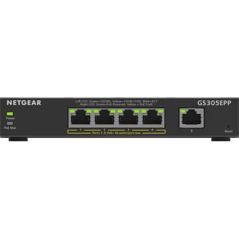 NETGEAR 5-porttinen Gigabit Ethernet hallittava kytkin (GS305EPP)