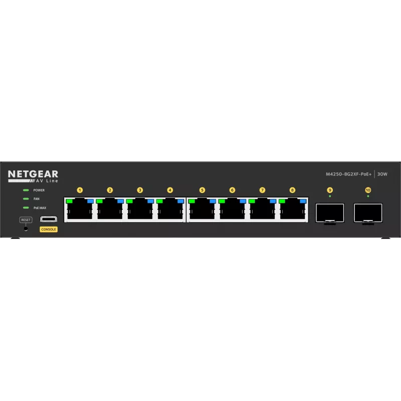 Hallittava kytkin NETGEAR GSM4210PX 8x1G PoE+ 220W 2xSFP+