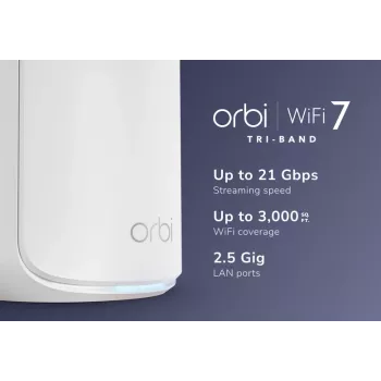 NETGEAR Orbi 870 kolmikaista (2,4 GHz / 5 GHz / 6 GHz) Wi-Fi 7 (802.11be) valkoinen 4 sisäinen