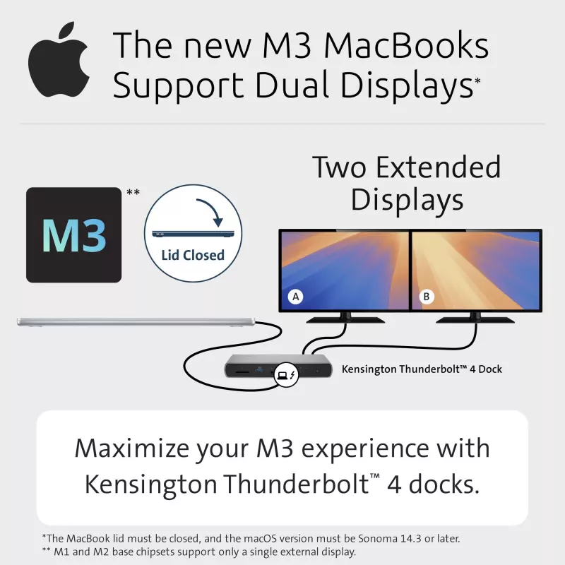 Kensington SD5760T Thunderbolt 4 Dual 4K -telakointiasema 96W virransyötöllä
