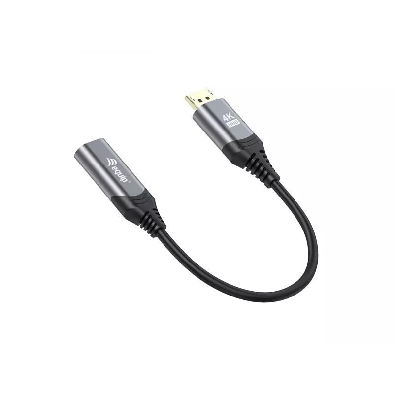 Equip DisplayPort 1.2 - HDMI -adapteri, 4K/60Hz, 0,15 m, DisplayPort, HDMI, uros, naaras, suora