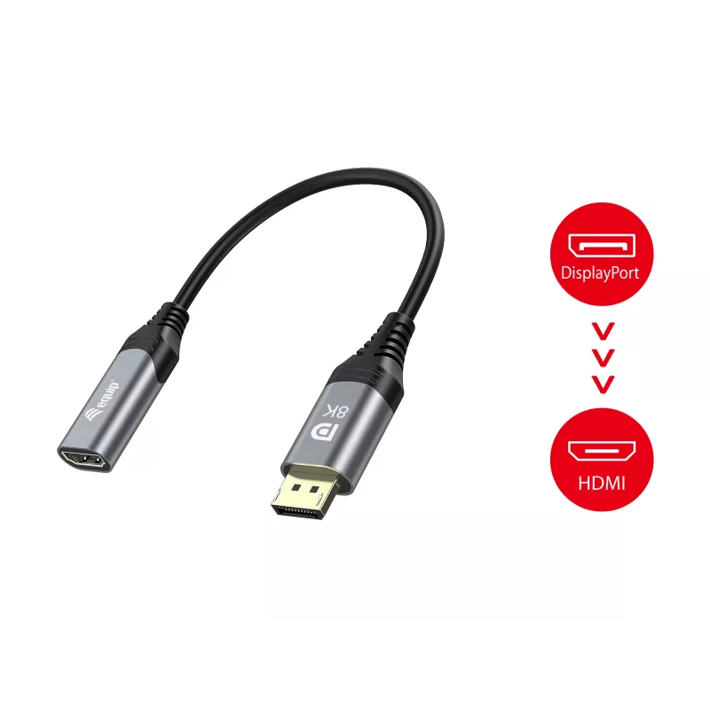 Equip DisplayPort 1.4 - HDMI -adapteri 8K 60Hz 0,15 m