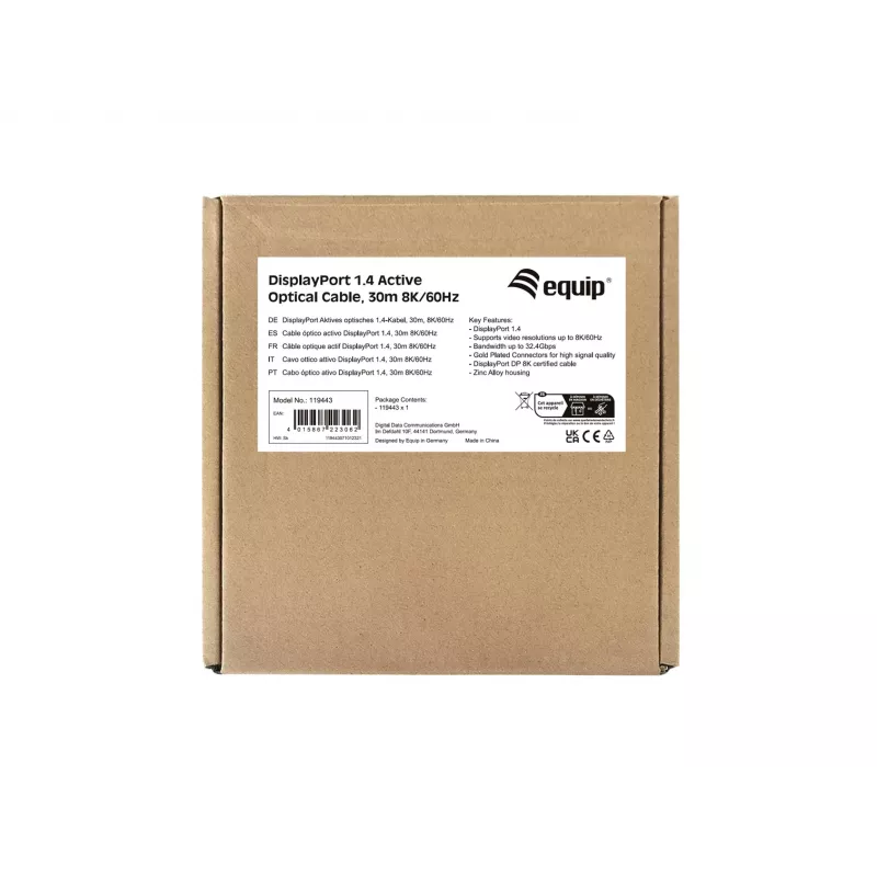 Equip DisplayPort 1.4 aktiivinen optinen kaapeli, 30 m, 8K/60Hz