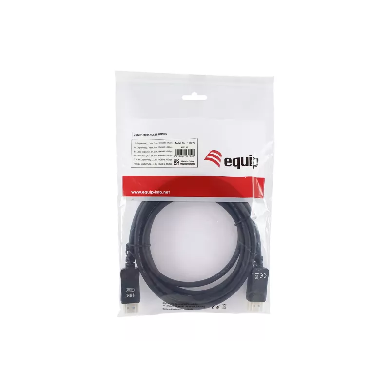Equip DisplayPort 2.1 -kaapeli, 3,0 m, 16K/60Hz, 40 Gbit/s