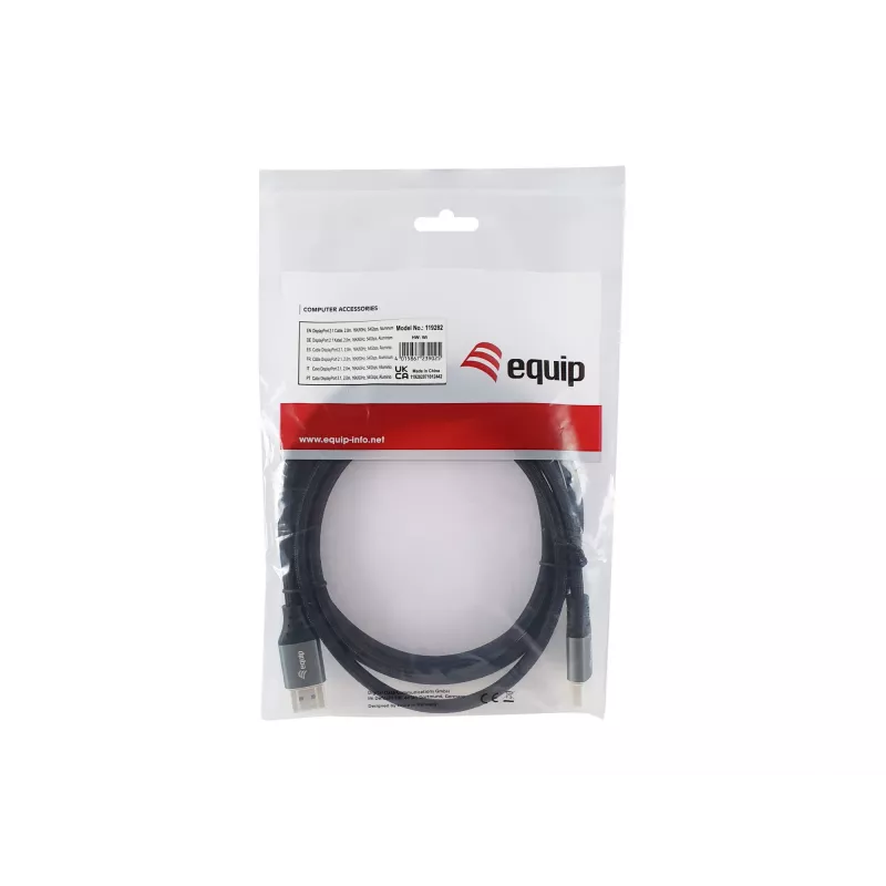 Equip DisplayPort 2.1 Premium -kaapeli, 2,0 m, 16K/60 Hz, 54 Gbit/s