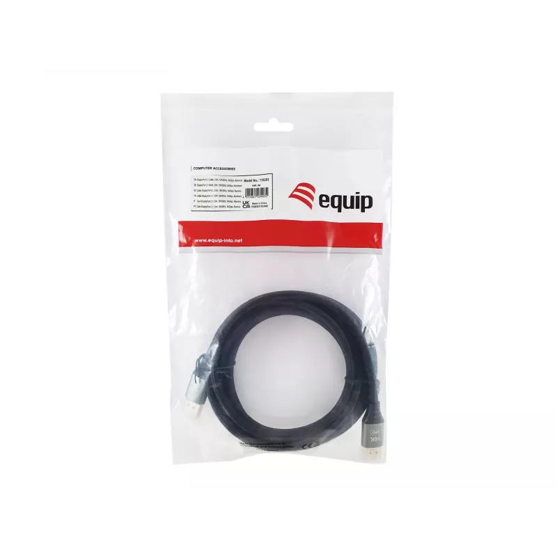 Equip DisplayPort 2.1 Premium -kaapeli, 3,0 m, 16K/60 Hz, 54 Gbit/s