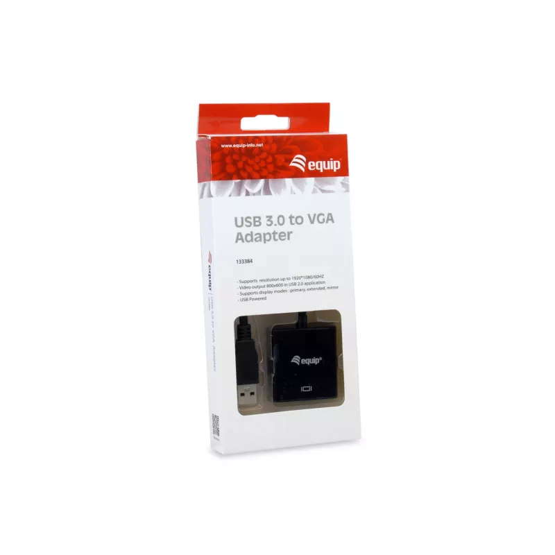Equip USB 3.0 - VGA -adapteri, 3.2 Gen 1 (3.1 Gen 1), USB Type-A, VGA (D-Sub) -lähtö, 1920 x 1080 pikseliä