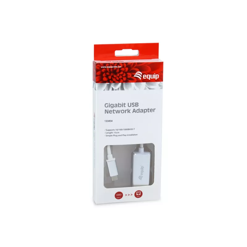 Equip USB Type-C - RJ45 Gigabit -verkkoadapteri, kaapeloitu, USB Type-C, Ethernet, 1000 Mbit/s, hopea