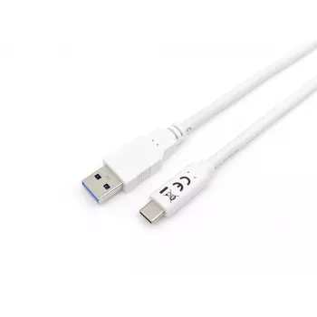 Equip USB 3.2 Gen 1 Type-C - A -kaapeli, M/M, 1 m, 1 m, USB A, USB C, USB 3.2 Gen 1 (3.1 Gen 1), 5 Gbit/s, valkoinen
