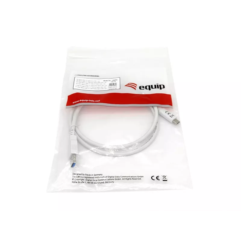 Equip USB 3.2 Gen 1 Type-C - A -kaapeli, M/M, 1 m, 1 m, USB A, USB C, USB 3.2 Gen 1 (3.1 Gen 1), 5 Gbit/s, valkoinen