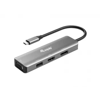 Equip USB-C - HDMI/DisplayPort/VGA/USB-adapteri, USB Type-C, HDMI-lähtö, DisplayPort-lähtö, VGA (D-Sub) -lähtö, 3840 x 2160 pikseliä