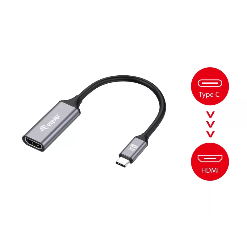 Equip USB-C - HDMI 2.0 -adapteri, 4K/60Hz, 0,15 m, USB Type-C, HDMI, uros, naaras, suora