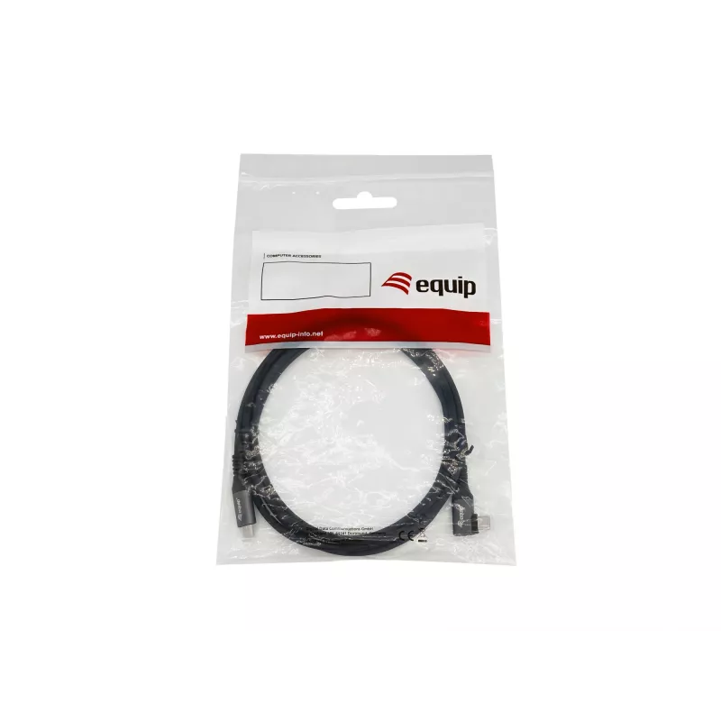 Equip USB 2.0 C - C 90° kulmakaapeli, M/M, 1,0 m, 100 W Emark-piirisarjalla