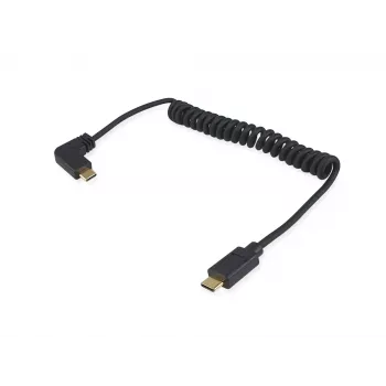 Equip USB 2.0 C - C 90° kulma spiraalikaapeli M/M 1 m musta