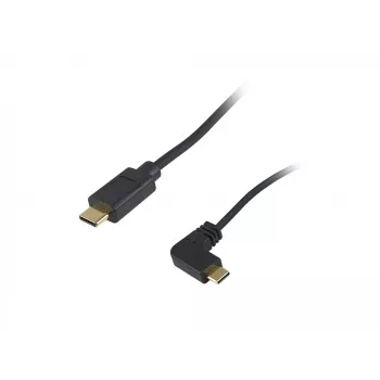 Equip USB 2.0 C - C 90° kulma spiraalikaapeli M/M 1 m musta