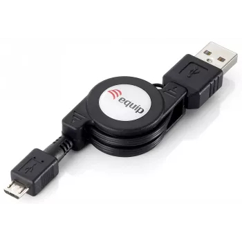 Equip USB 2.0 Type-A - Micro-B -kelautuva kaapeli, 1,0 m, musta