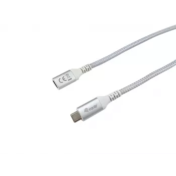 Equip USB 3.2 Gen 2 C - C -jatkokaapeli, 0,5 m, M/F, 4K/60Hz, 10 Gbit/s, valkoinen