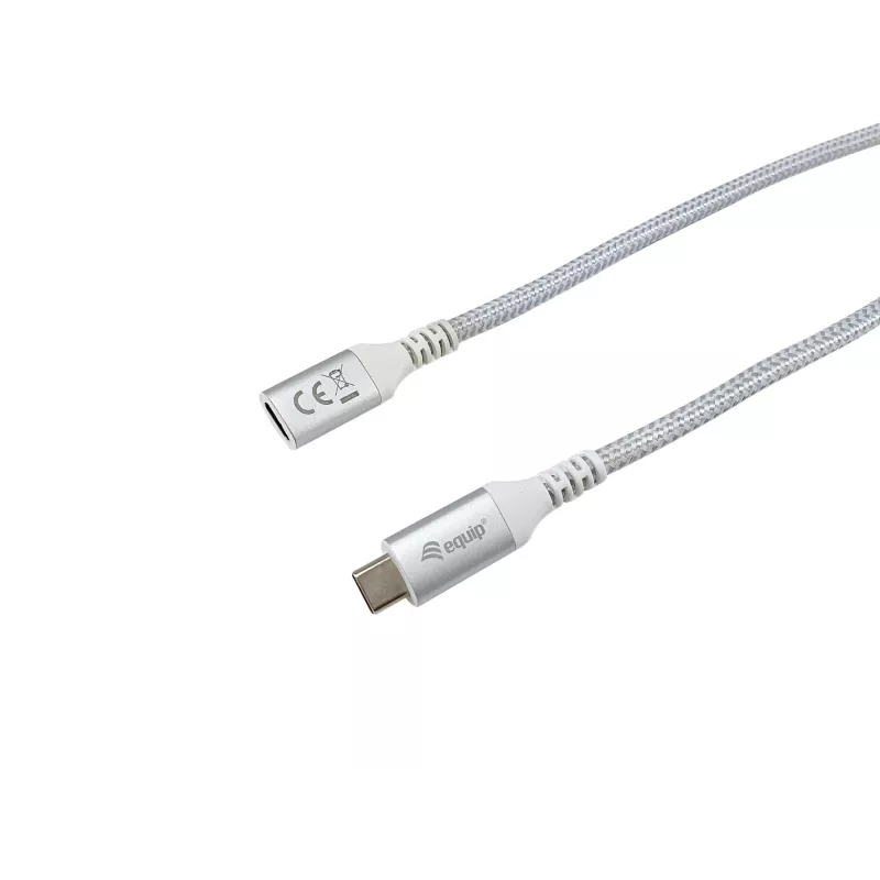 Equip USB 3.2 Gen 2 C - C -jatkokaapeli, 0,5 m, M/F, 4K/60Hz, 10 Gbit/s, valkoinen