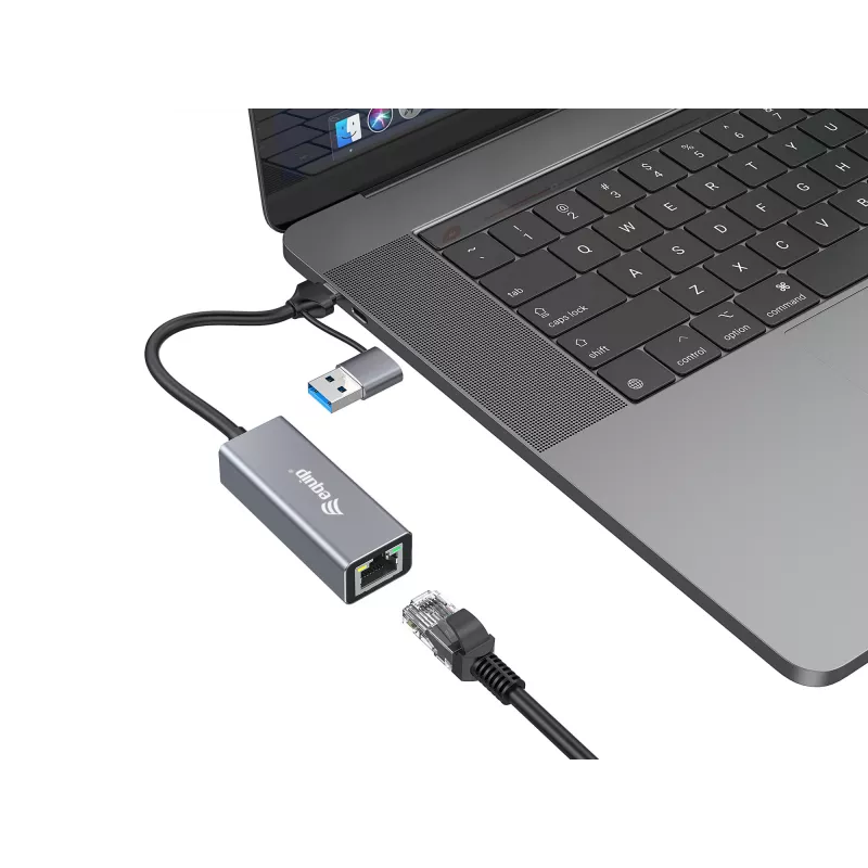 Equip USB-C - 2,5 Gigabit Ethernet -verkkoadapteri (USB-C+A)
