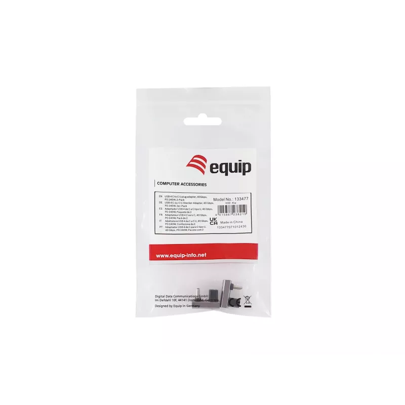 USB 4 C-C U-urosadapteri Equip 133477 40 Gbit/s PD 240 W 2 kpl:n pakkaus