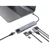 Equip USB-C 8-in-1 -monitoimiadapteri, kaapeloitu, USB Type-C, 100 W, 1000 Mbit/s, 1000BASE-T, IEEE 802.3ab