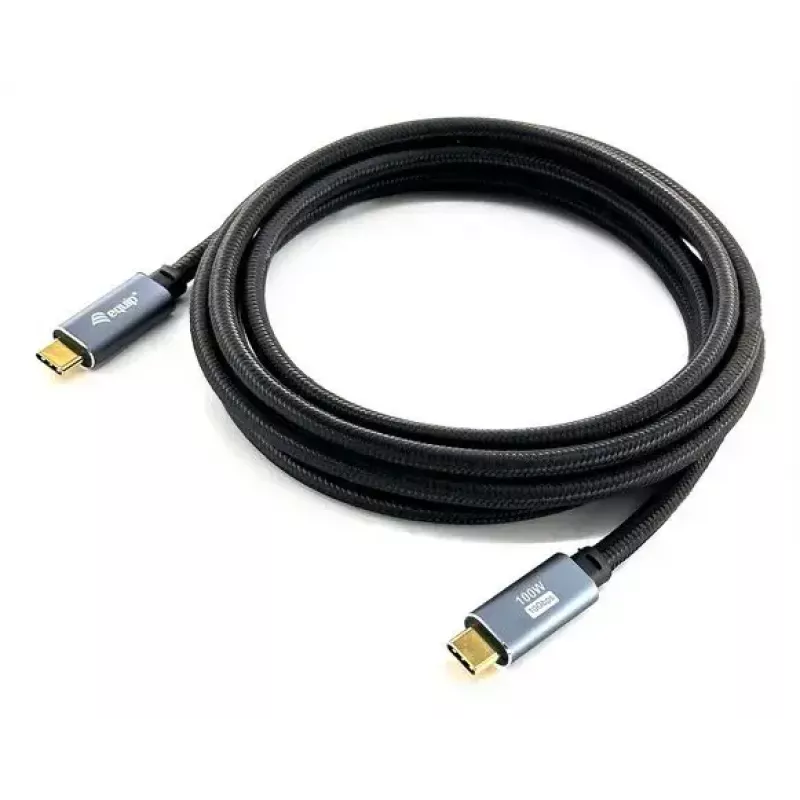USB-C - C -kaapeli EQUIP 3,0 m — USB 3.2 Gen 2 (10 Gbit/s), PD100W, 4K/60Hz, musta