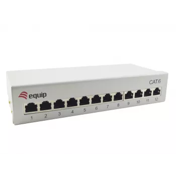 Equip 12-porttinen Cat.6 pöytäpatch-paneeli, vaaleanharmaa, 10/100/1000Base-T(X), Gigabit Ethernet, 1000 Mbit/s, RJ-45, Cat6, 1U
