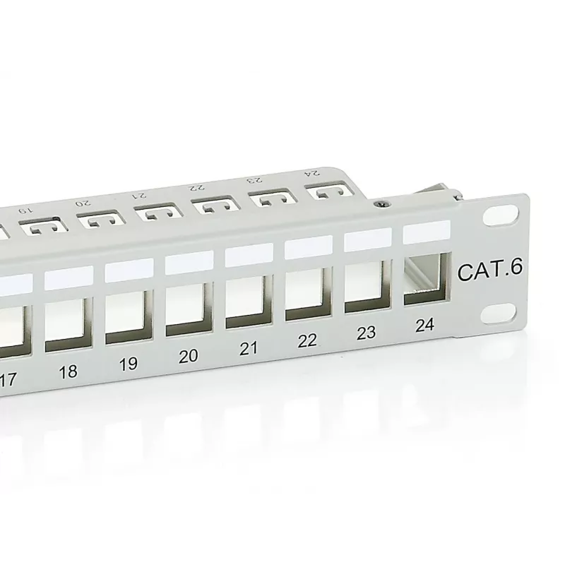 Equip 24-porttinen Keystone Cat.6 suojattu patch-paneeli, vaaleanharmaa