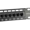 Equip 24-porttinen Cat.5e suojaamaton patch-paneeli, musta, Cat5e, rack-asennus, 1U, musta, RoHS, CE