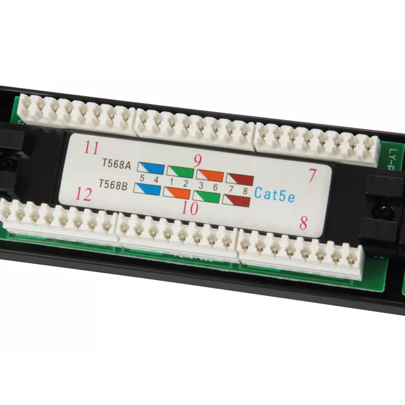 Equip 24-porttinen Cat.5e suojaamaton patch-paneeli, musta, Cat5e, rack-asennus, 1U, musta, RoHS, CE