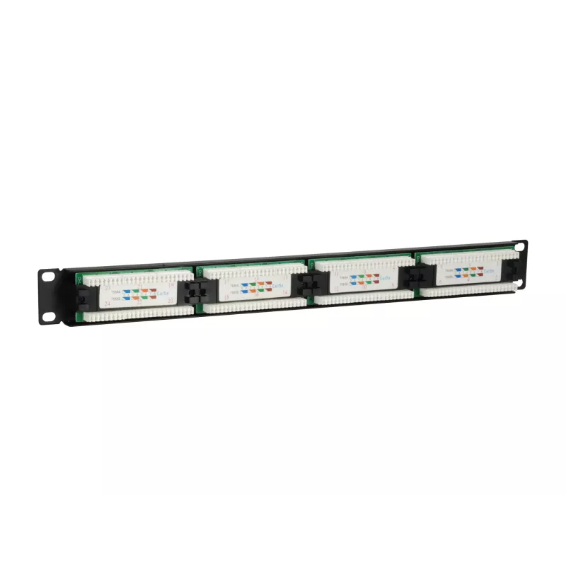 Equip 24-porttinen Cat.5e suojaamaton patch-paneeli, musta, Cat5e, rack-asennus, 1U, musta, RoHS, CE