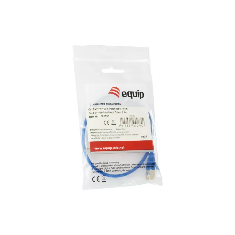 Equip Cat.6A F/FTP ohut verkkokaapeli RJ-45 0,5 m sininen