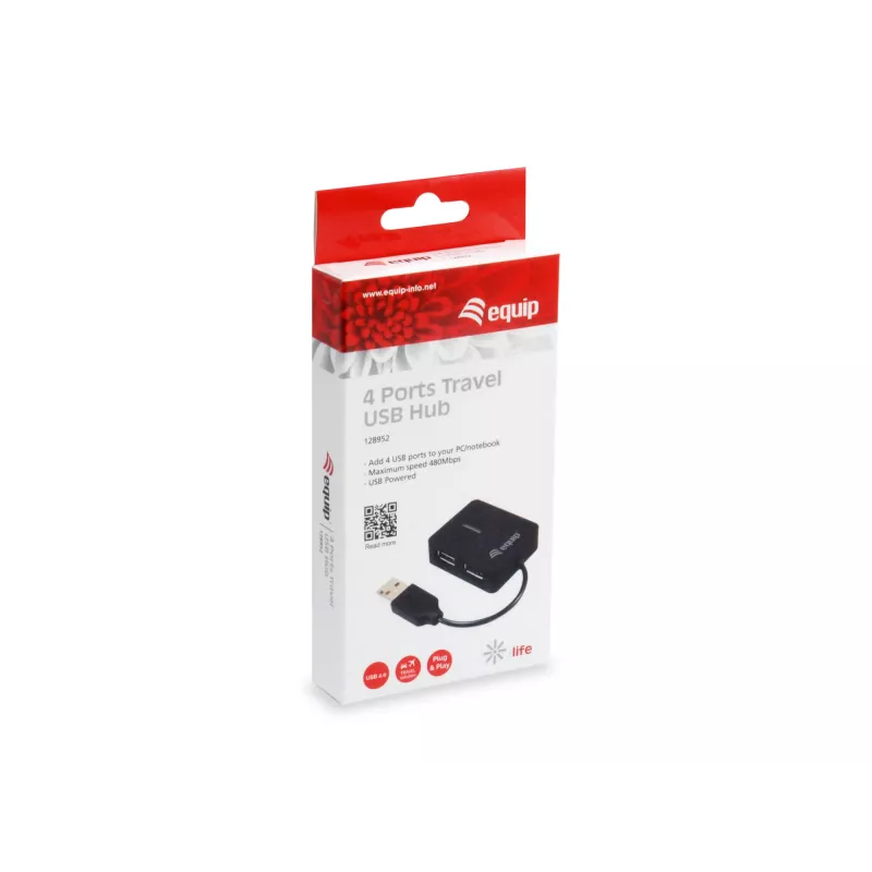 Equip 128952 USB-keskitin USB 2.0 480 Mbit/s musta